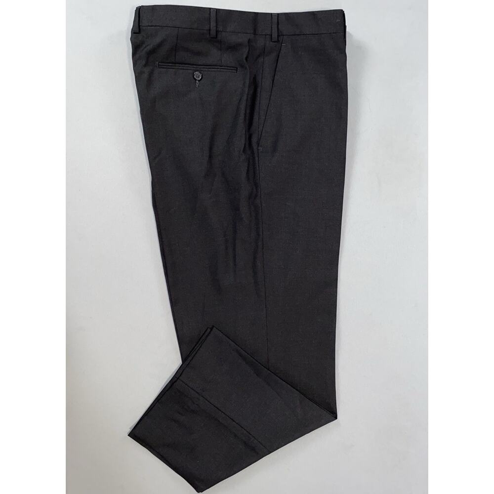 Santorelli Italy Luxury Serge Romeo Flat Front Wool Dress Pants Charcoal 40X29.5 - Picture 2 of 11
